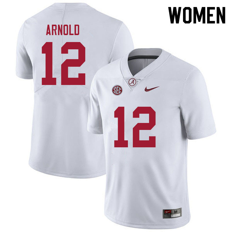 Women #12 Terrion Arnold Alabama Crimson Tide College Football Jerseys Sale-White